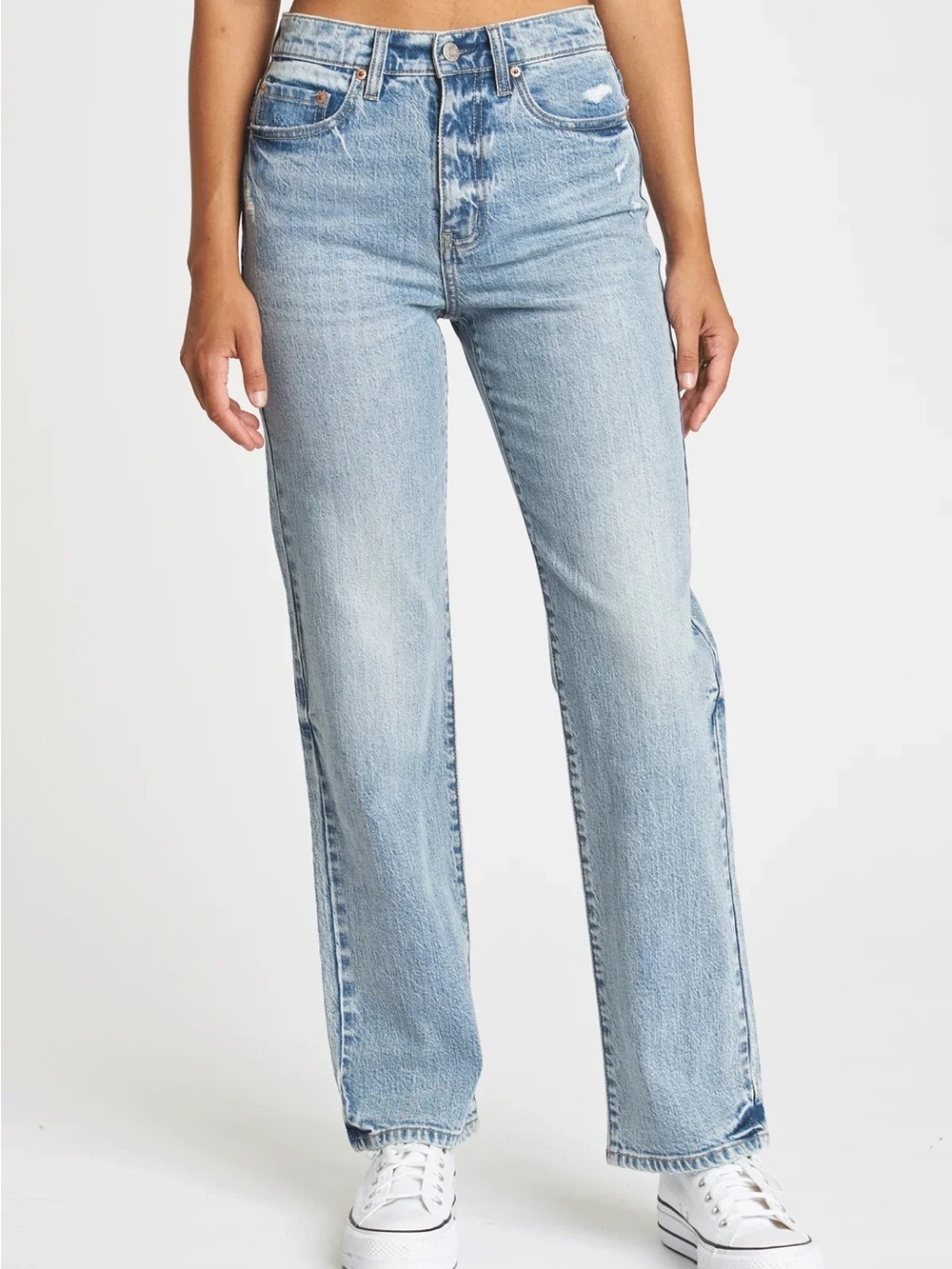 High-Rise Straight Leg Jeans in Light Blue
